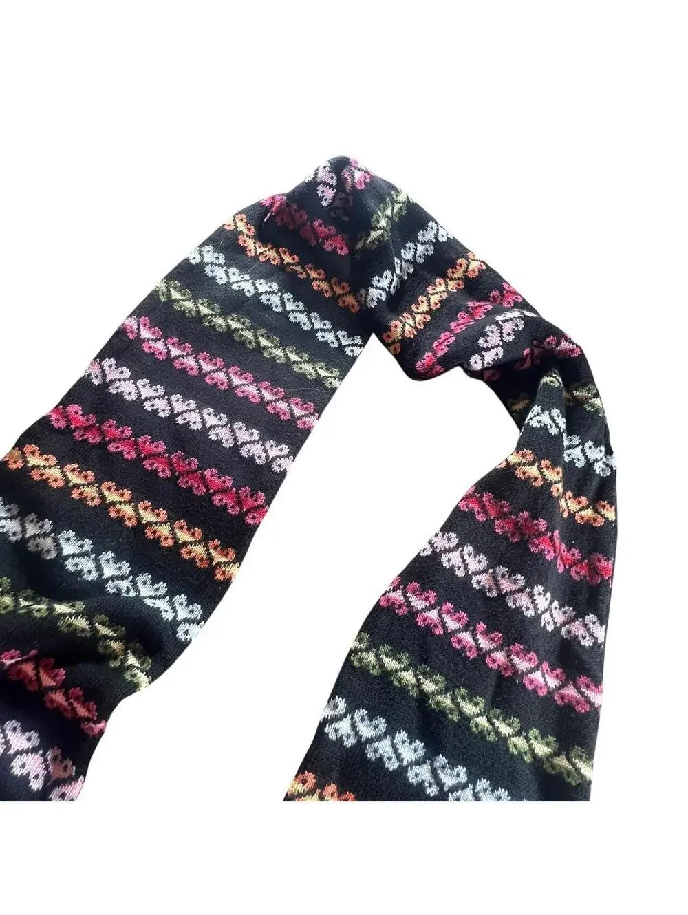 Retro Rainbow Heart Knit Scarf